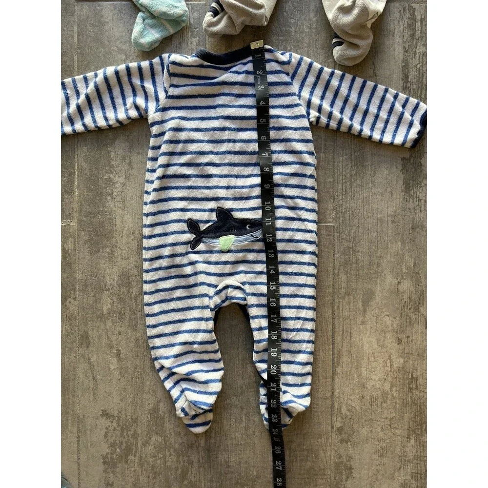Set of 3 Baby Boys Zip Sleeper Pajamas Pjs Fleece One Piece Outfit Coverall 9m